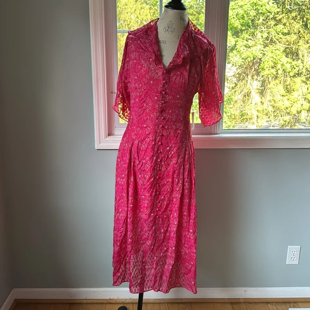 Equipment Samia silk floral ruffled button down midi long dress NWT‎ size 6